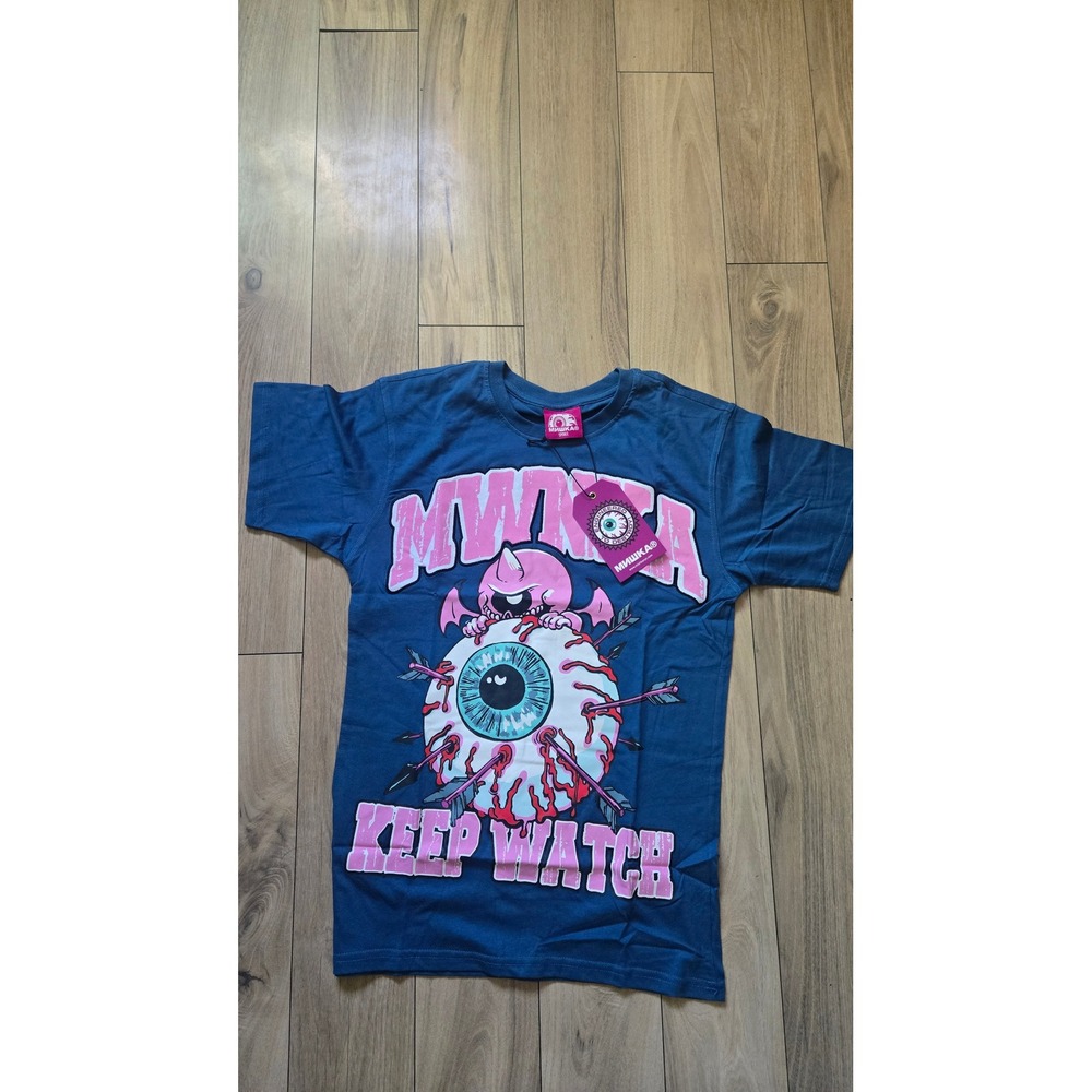 Mishka Keep Watch Eyeball Graphic T-Shirt Blue Pink MSK-144 Mens Small NWT